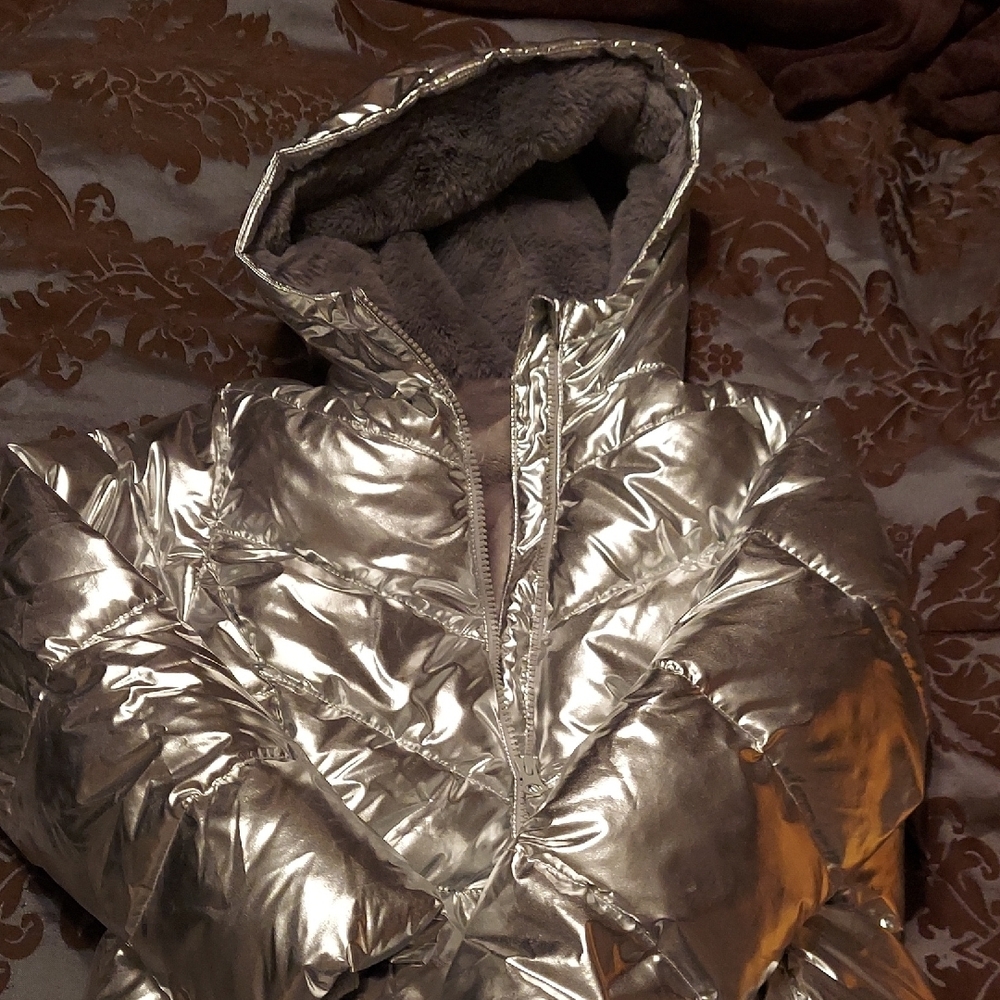 Kids Silver Puffer Jacket